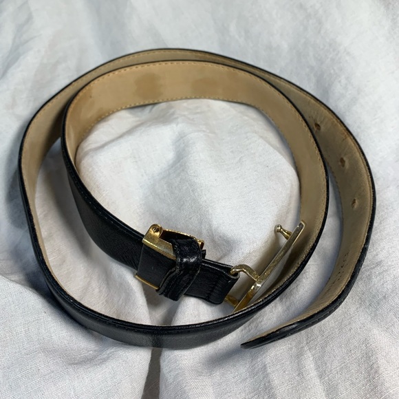 Retro NINA RICCI black leather belt medium unisex